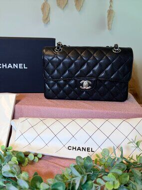 NWT CHANEL Classic Small Double Flap Bag - Black Caviar Silver Hardware